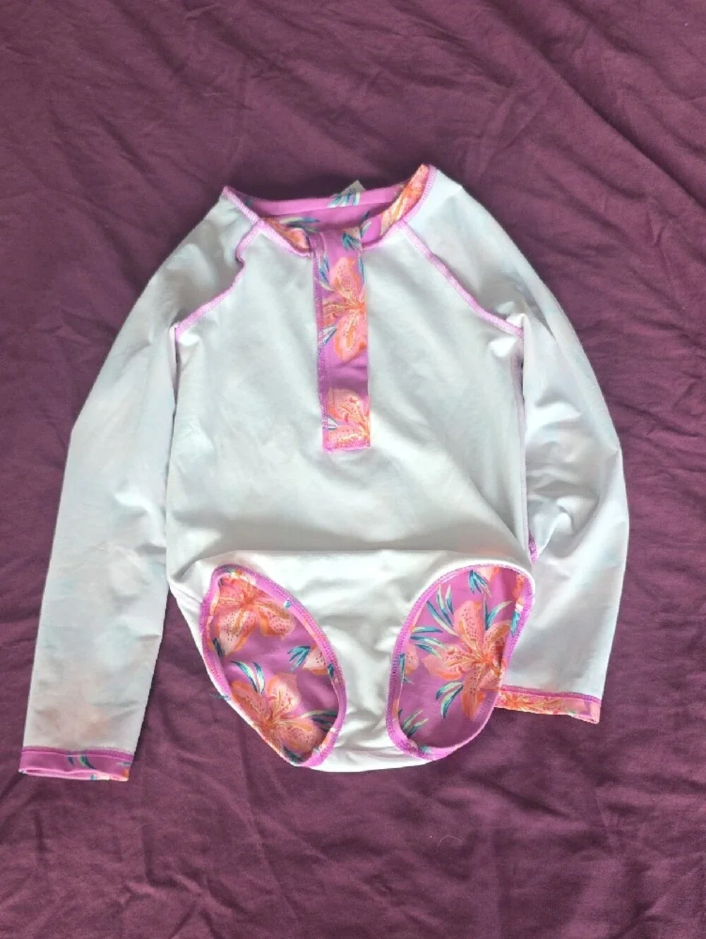 OshKosh B'gosh Pink Floral Long-Sleeve One-Piece Swimsuit